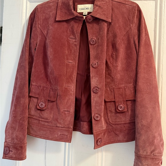Cherokee Jackets & Blazers - Cherokee Women's Suede Button Jacket - Dusty Rose